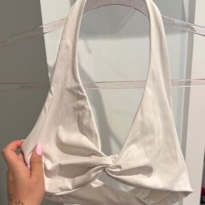 Aoxjox white halter sports bra